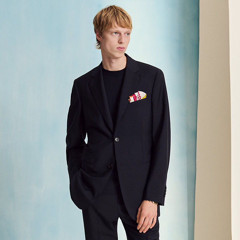 ポケットチーフ 42 cm 《ブリッド・ドゥ・ガラ・ピクセル》 - ホワイト